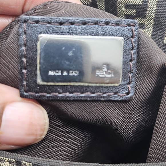 FENDI Zucchino Canvas Mamma Baguette Crossbody Bag - Picture 9 of 11